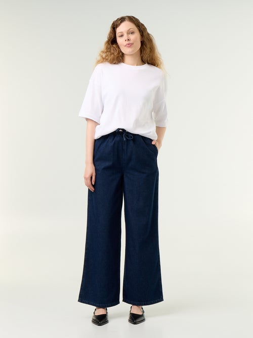 Wide-leg jeans with elasticated waist - Kiabi Wide-leg jeans with elasticated waist - Kiabi