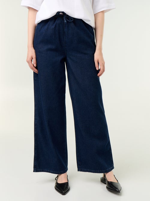 Wide-leg jeans with elasticated waist - Kiabi Wide-leg jeans with elasticated waist - Kiabi