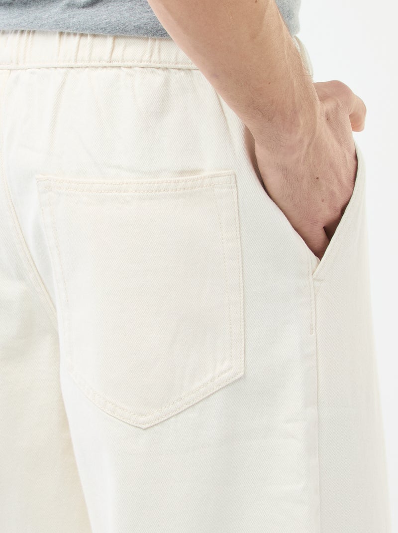 Wide Leg Jeans with Elasticated Waist White - Kiabi