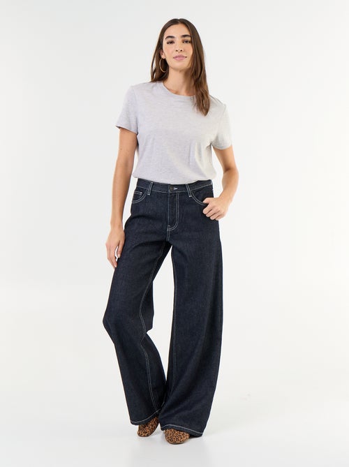 Wide-leg jeans with embroidered stars on back pockets - Kiabi