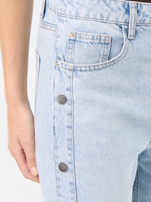 Wide leg jeans with faux snaps on the sides - Kiabi