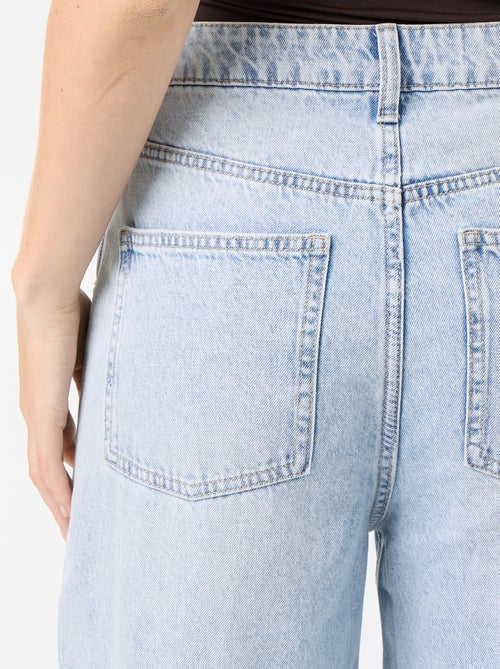 Wide leg jeans with faux snaps on the sides - Kiabi