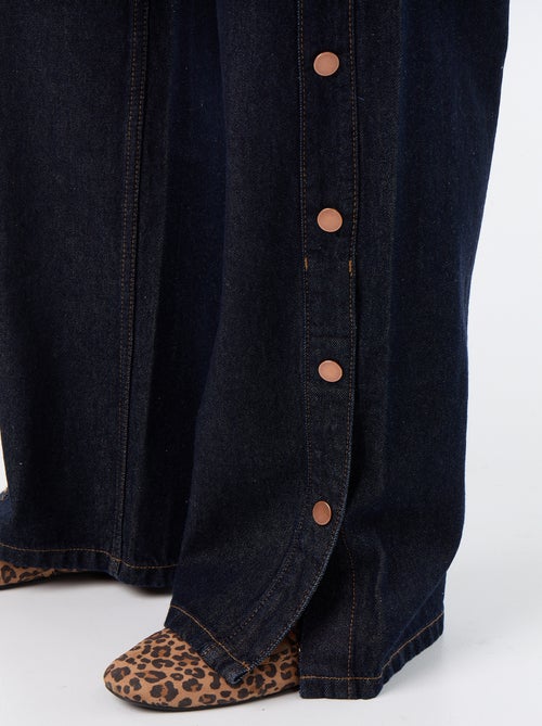 Wide leg jeans with faux snaps on the sides - Kiabi