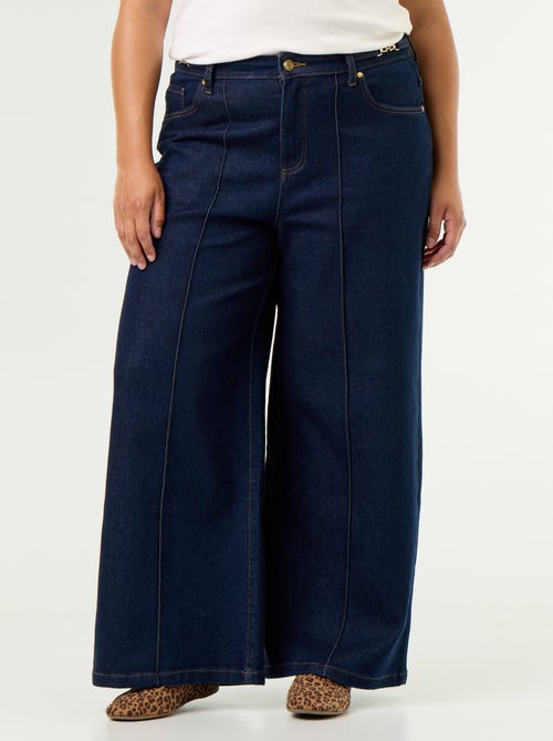 Wide-leg jeans with gold details - Kiabi