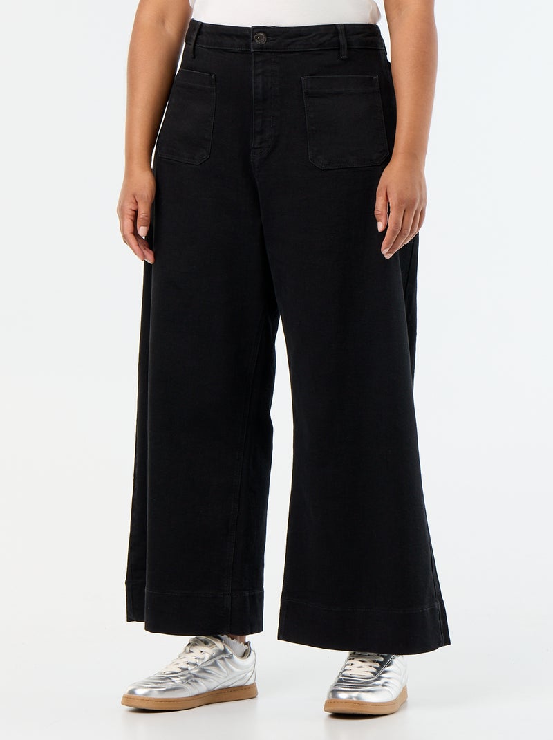 Wide-leg jeans with patch pockets Black - Kiabi