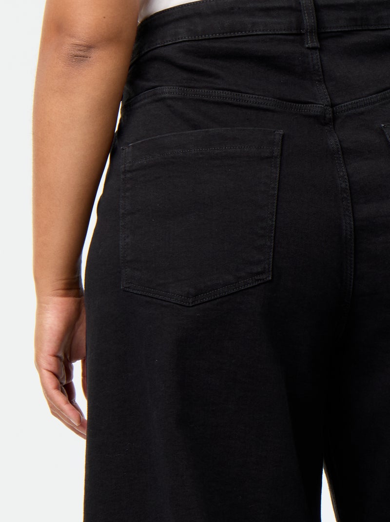 Wide-leg jeans with patch pockets Black - Kiabi