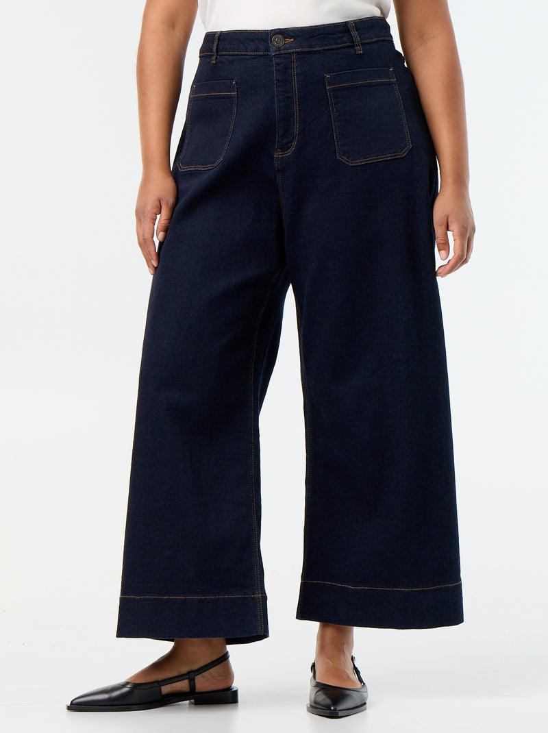 Wide-leg jeans with patch pockets Blue - Kiabi