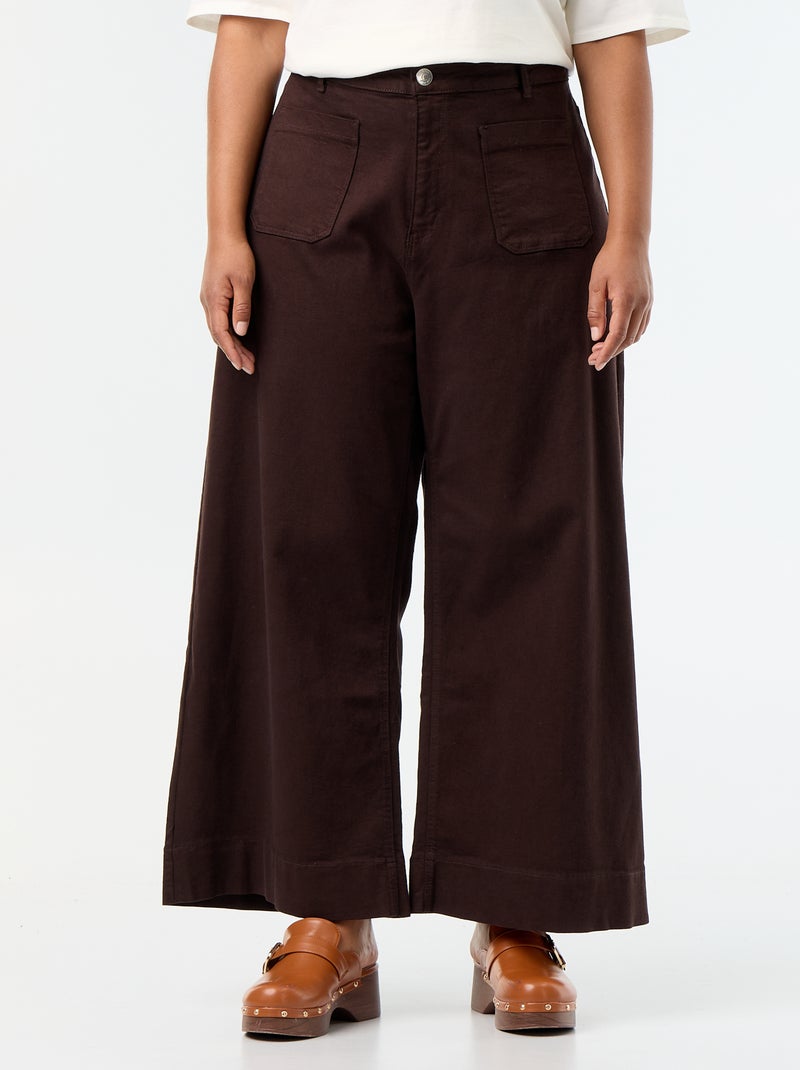 Wide-leg jeans with patch pockets Brown - Kiabi
