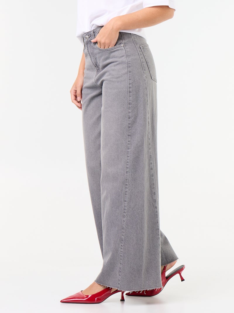Wide Leg Jeans with Raw Hem Grey - Kiabi