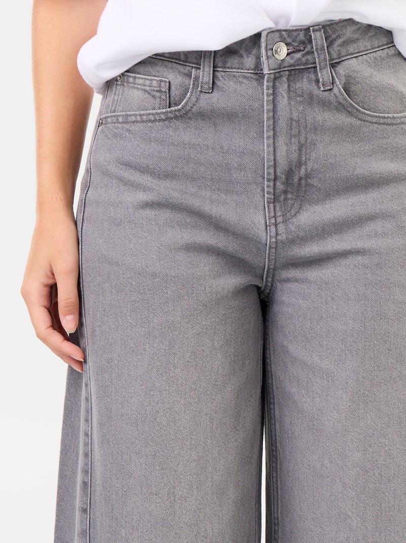 Wide Leg Jeans with Raw Hem Grey - Kiabi