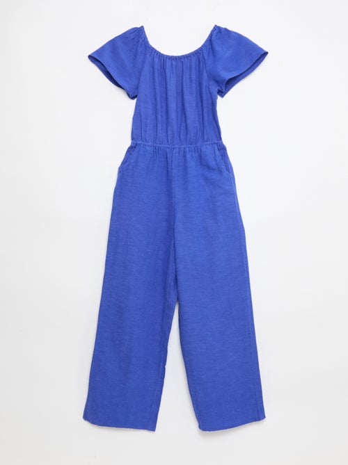 Wide-Leg Jumpsuit with Short Sleeves - Kiabi