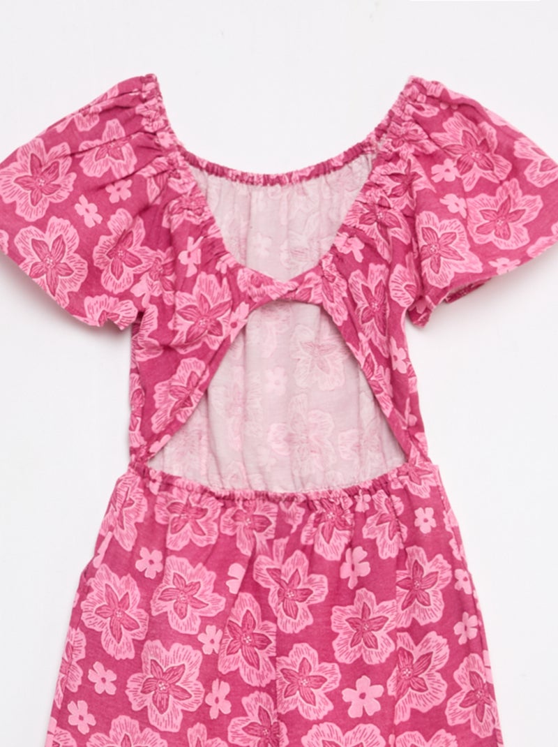 Wide-Leg Jumpsuit with Short Sleeves Pink - Kiabi