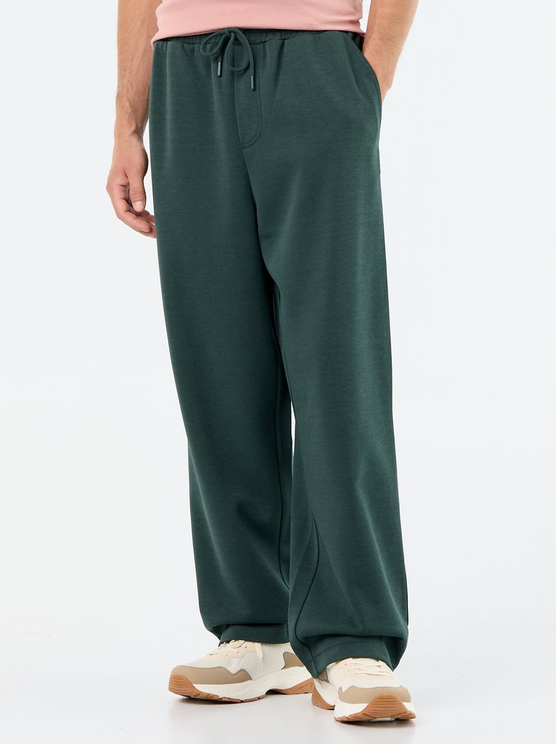 Wide-Leg Lightweight Fleece Joggers Green - Kiabi
