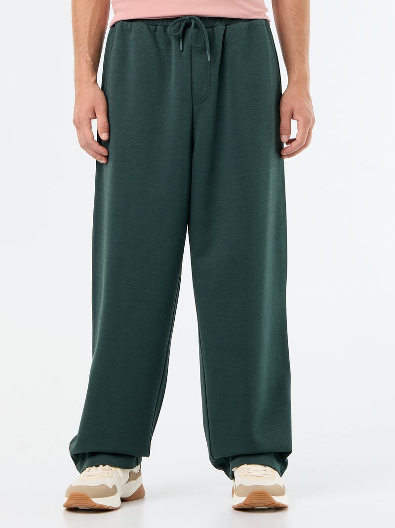 Wide-Leg Lightweight Fleece Joggers Green - Kiabi