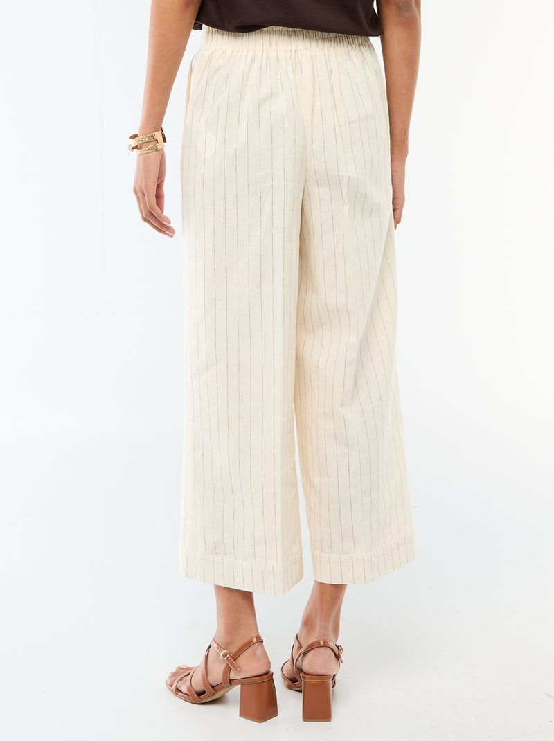 Wide-Leg Linen-Blend Culottes Beige - Kiabi