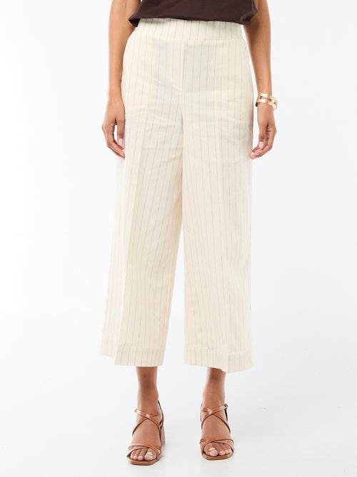 Wide-Leg Linen-Blend Culottes - Kiabi