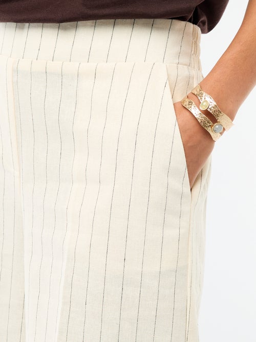 Wide-Leg Linen-Blend Culottes - Kiabi