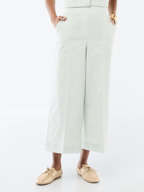 Wide-Leg Linen-Blend Culottes - Kiabi
