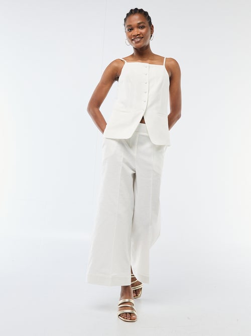 Wide-Leg Linen-Blend Culottes - Kiabi
