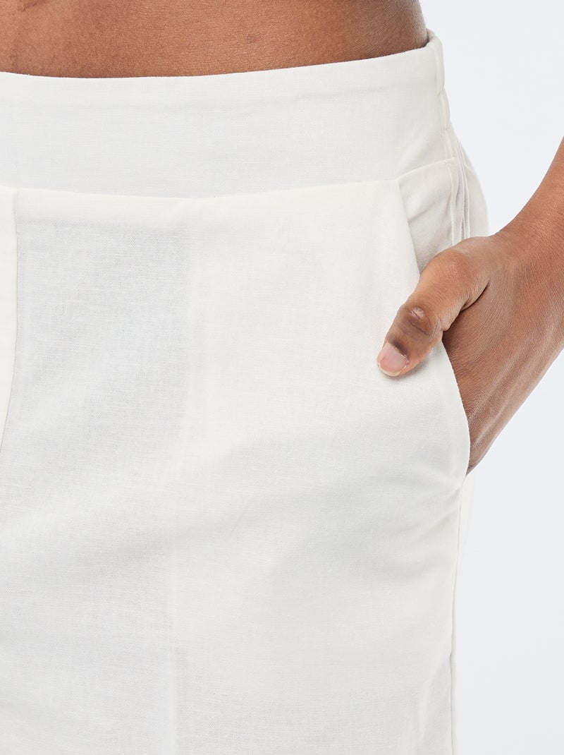 Wide-Leg Linen-Blend Culottes White - Kiabi
