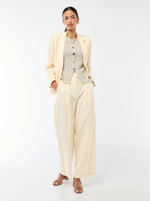 Wide-Leg Linen Blend Occasion Trousers - Kiabi