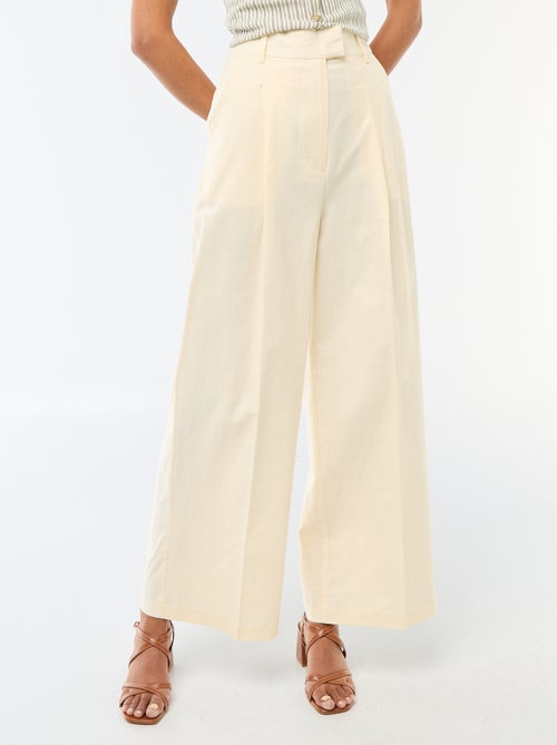 Wide-Leg Linen Blend Occasion Trousers - Kiabi