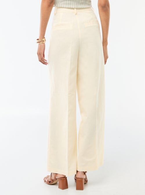 Wide-Leg Linen Blend Occasion Trousers - Kiabi