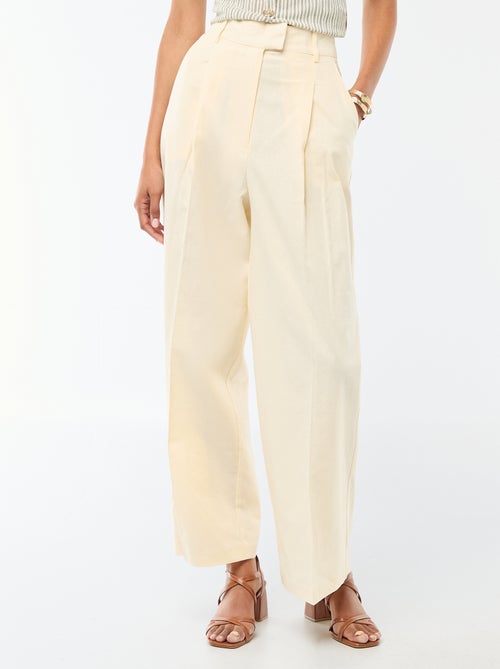 Wide-Leg Linen Blend Occasion Trousers - Kiabi