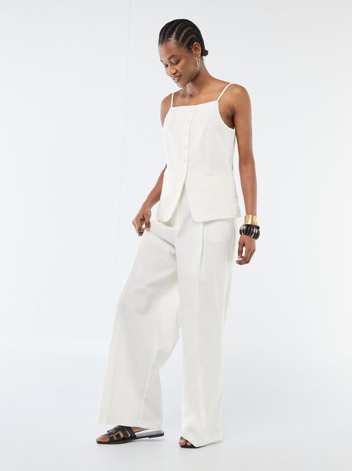 Wide-Leg Linen Blend Occasion Trousers - Kiabi