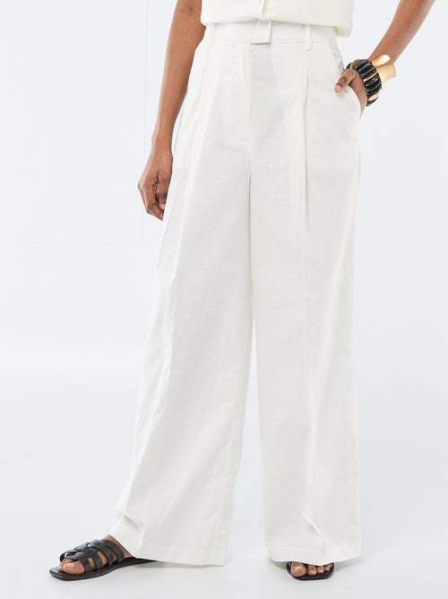 Wide-Leg Linen Blend Occasion Trousers - Kiabi