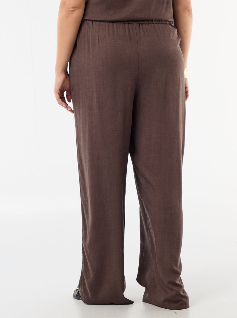 Wide-leg linen blend pants Brown - Kiabi