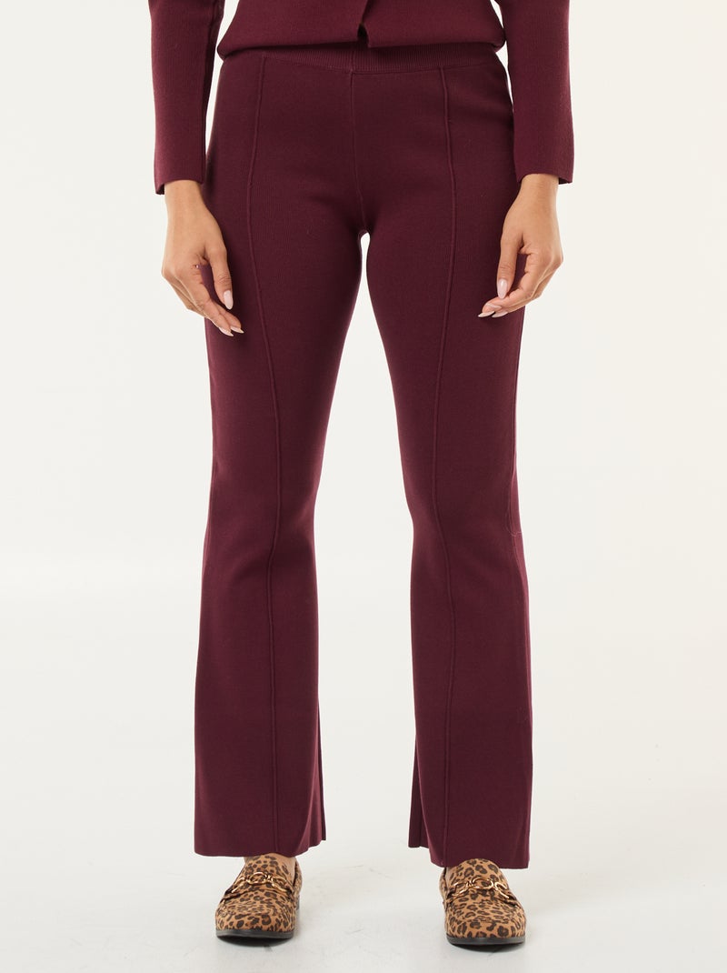 Wide-Leg Ottoman Knit Pants Red - Kiabi