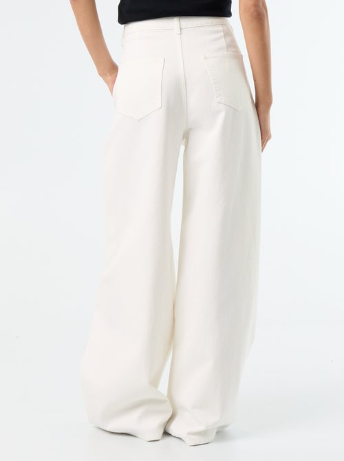 Wide-leg pants with pleats and waist buttons - Kiabi
