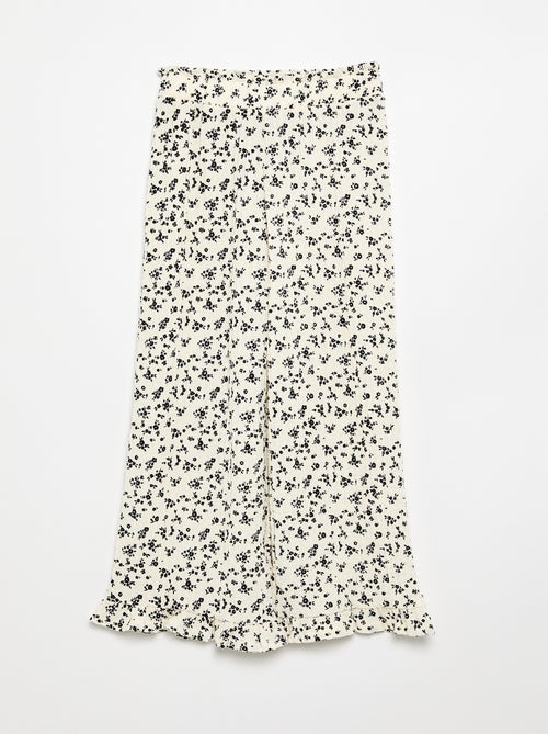 Wide-leg pants with ruffled hems - Kiabi