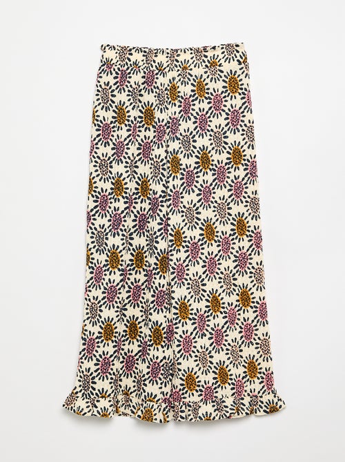 Wide-leg pants with ruffled hems - Kiabi