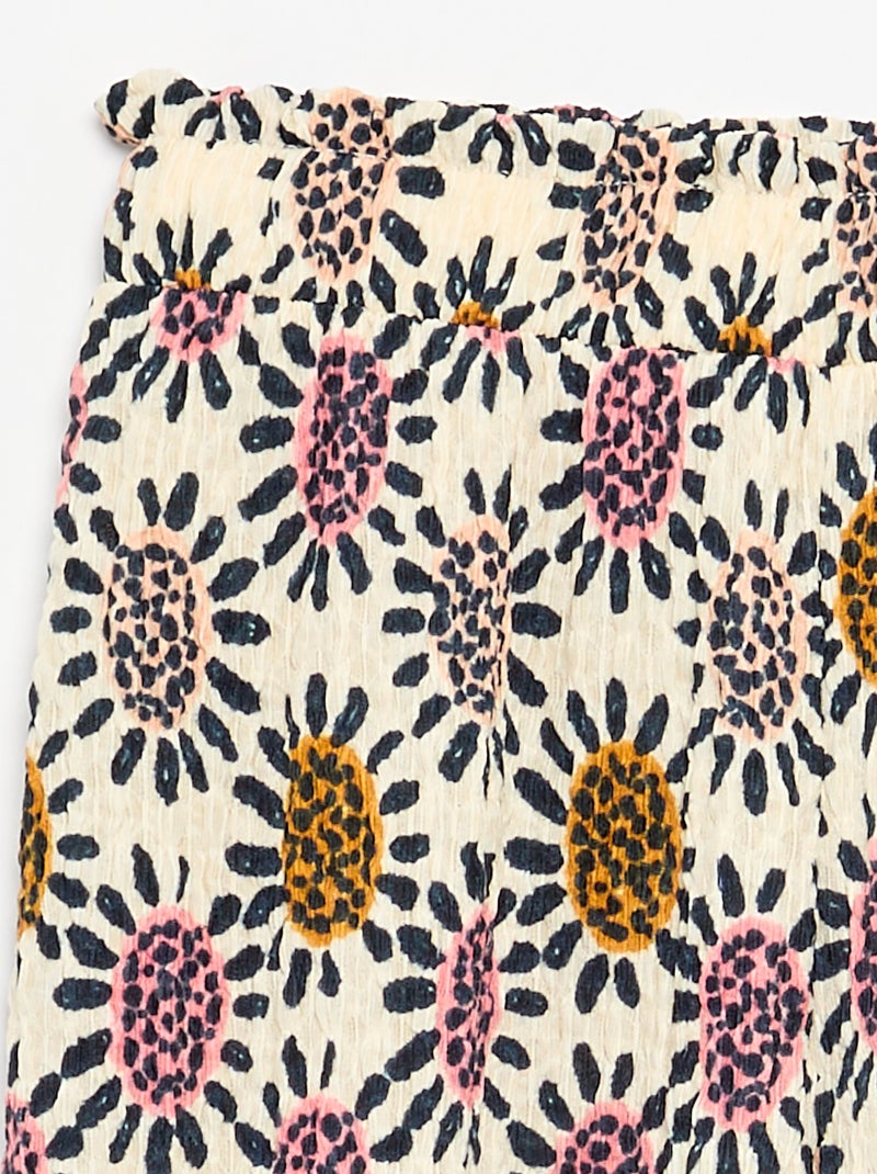 Wide-leg pants with ruffled hems Beige - Kiabi