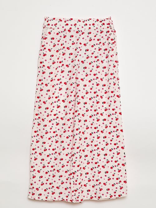 Wide-Leg Patterned Trousers with Elasticated Waist - Kiabi