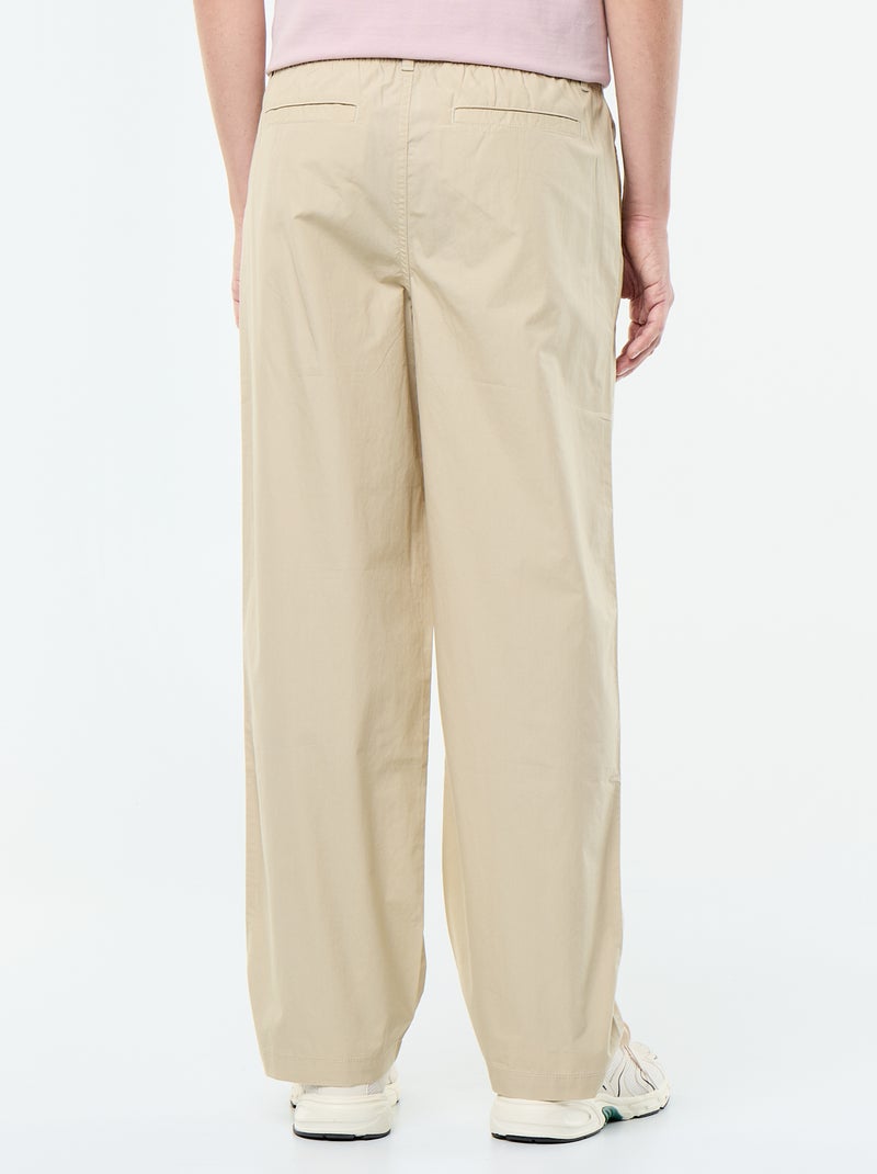 Wide-leg Poplin Trousers Beige - Kiabi