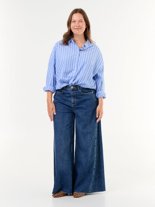 Wide Leg Raw Hem Jeans - Kiabi