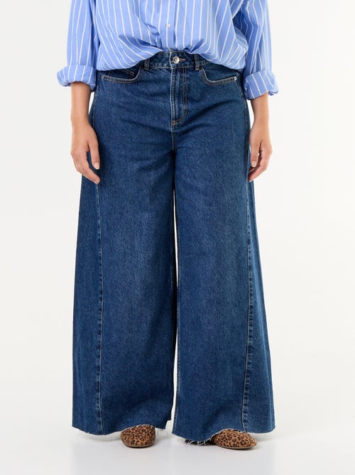 Wide Leg Raw Hem Jeans - Kiabi