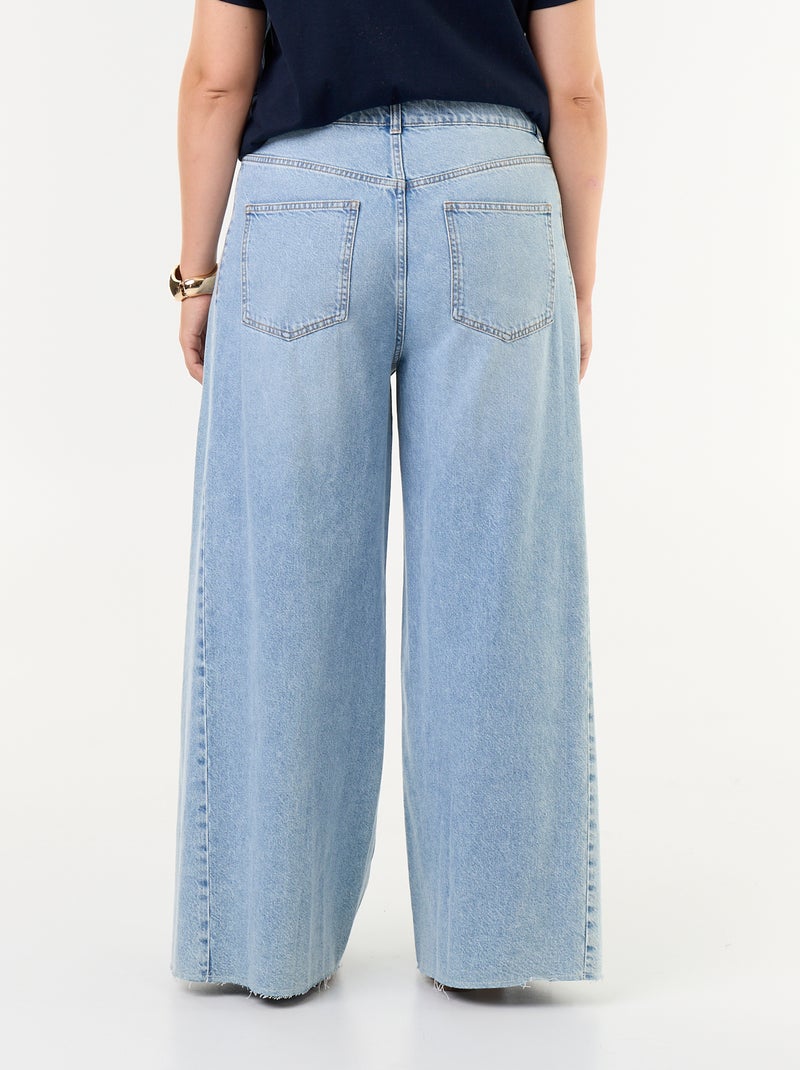 Wide Leg Raw Hem Jeans Blue - Kiabi
