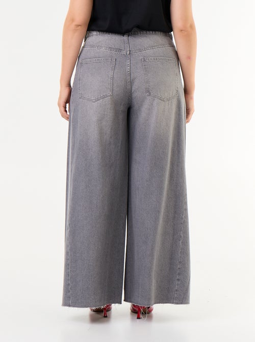 Wide Leg Raw Hem Jeans - Kiabi