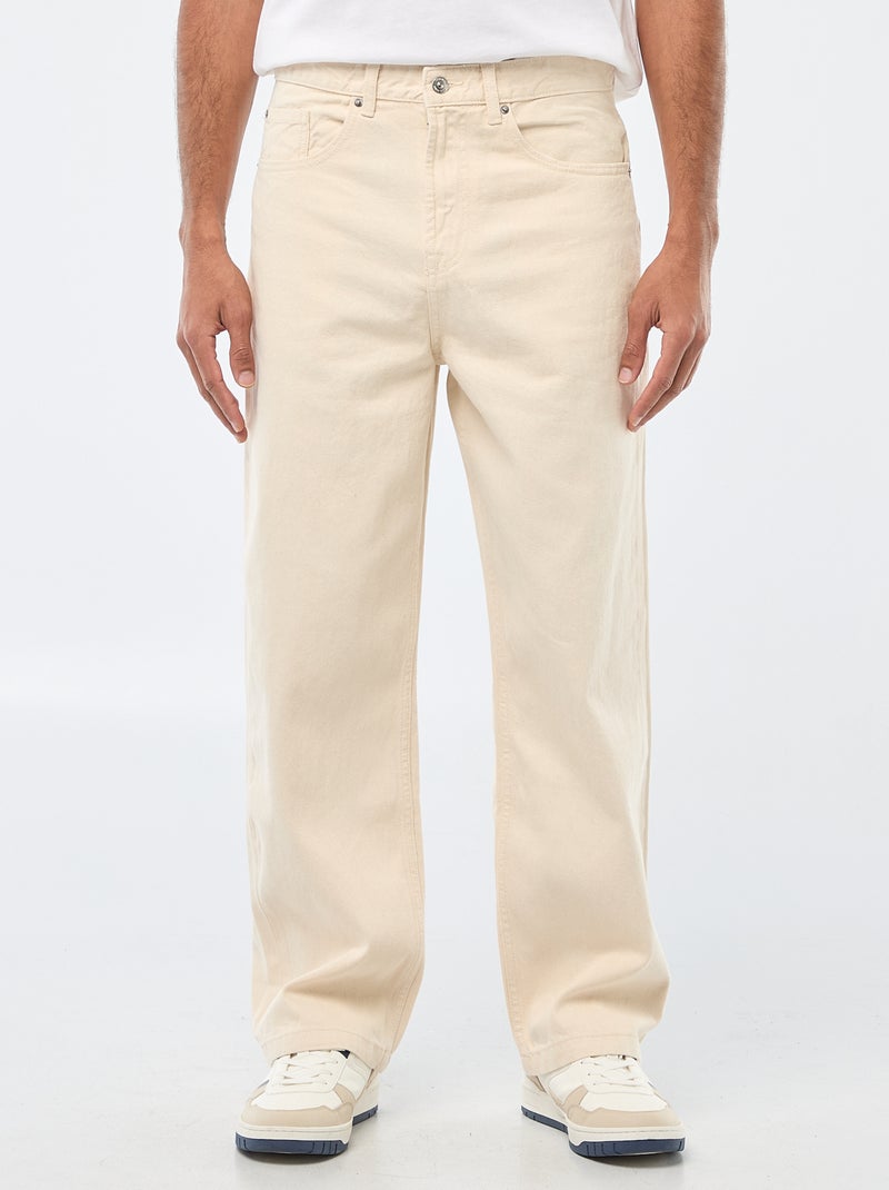 Wide Leg / Relaxed Fit 5-Pocket Jeans White - Kiabi