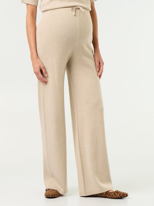 Wide-leg ribbed knit maternity pants - Kiabi