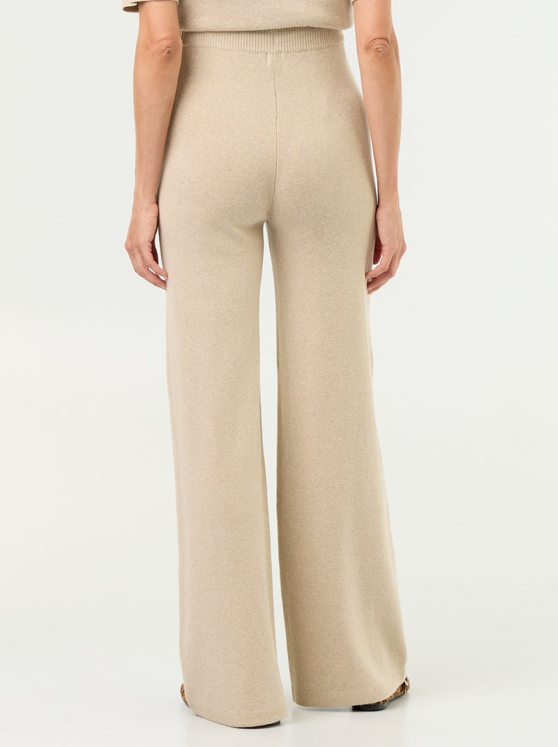 Wide-leg ribbed knit maternity pants Beige - Kiabi