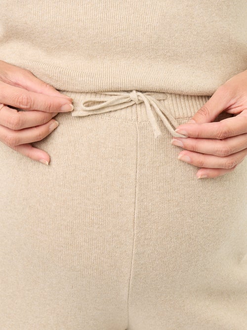 Wide-leg ribbed knit maternity pants - Kiabi