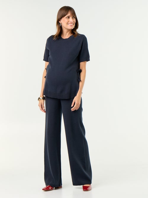 Wide-leg ribbed knit maternity pants - Kiabi