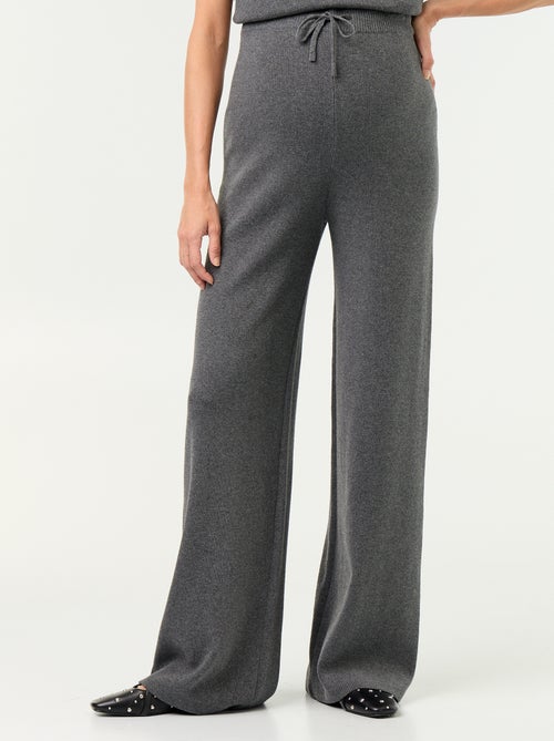 Wide-leg ribbed knit maternity pants - Kiabi