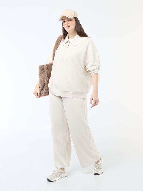 Wide-leg ribbed stretch trousers - Kiabi