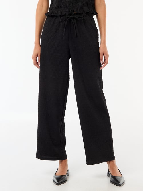 Wide-Leg Smocked Knit Pants - Kiabi